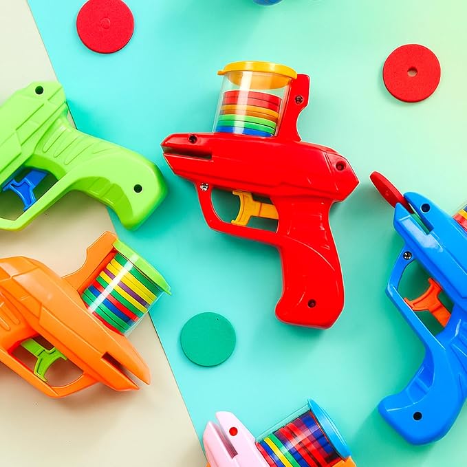 Sumind 4 Pcs Foam Disc Shooter Zip Shot Shooter Disc Launcher (Orange,Green,Red,Blue)