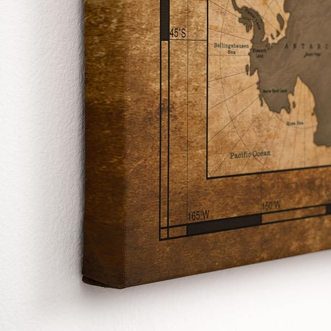 Canvas World Map with Cork Pin Board - English Lettering - Decorative Wall Decoration for All Rooms - Canvas Pictures with World Map Motif (150x100 cm, Pattern 1)