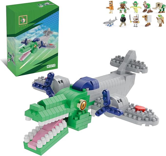 Italian Brainrot Action Figure Building Kit, Brainrot Toys, Creative STEM Construction Blocks, Collectible Desk Decor Gift for Adults & Teens 14+(BOMBARDIRO CROCODILO)
