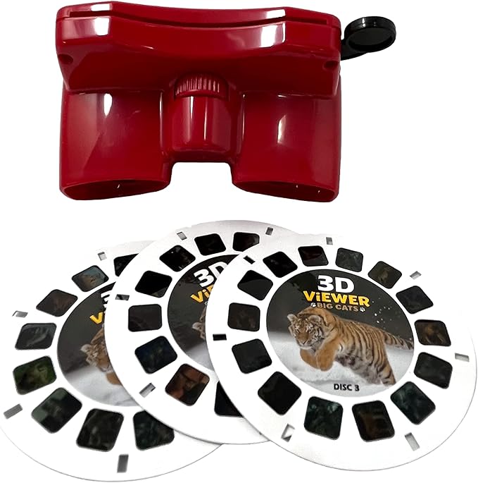 WARM FUZZY Toys 3D Viewer (Big Cats) T-214BC - Perfect for at Home or in The Classroom. Images of Lions, Tigers, Cheetahs, Leopards and More on 3 Photo Discs!