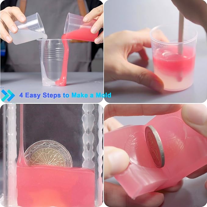 BBDINO Silicone Mold Making Kit, Mold Making Silicone 20A Translucent 4.4 lbs, Liquid Silicone for Mold Making 1:1 by Volume, Ideal for Casting Resin, Soap, Plaster, Wax Silicone Molds