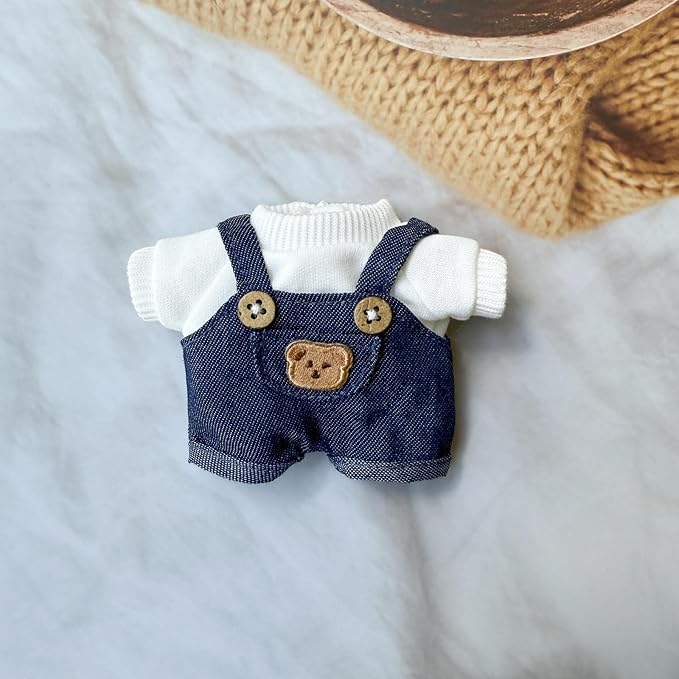 17cm Doll Clothes Set (No Doll), 2 Pieces Dress Overalls Outfit Set for 6.7inch Dolls Suit, Cute Fashion Clothes Accessories for 1st/2nd/3rd Gen Dolls Play & Display