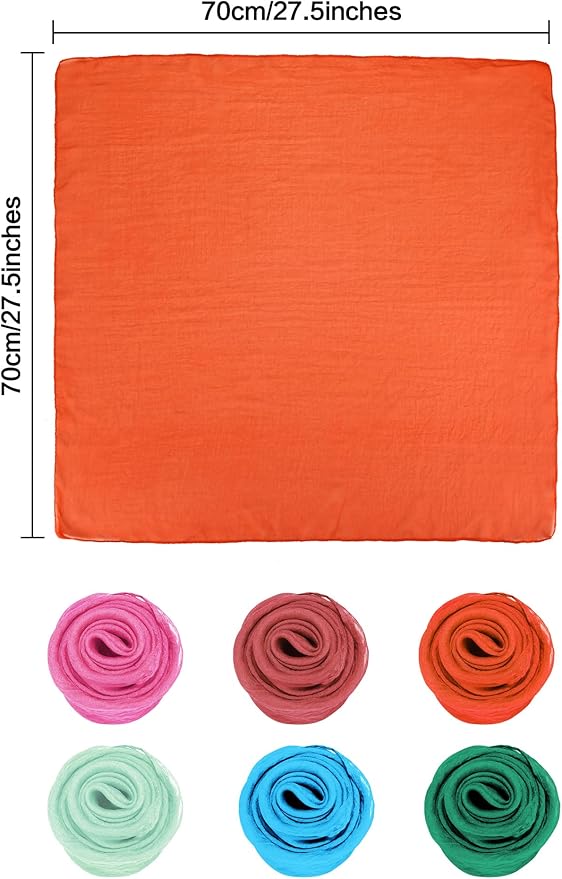 Boao 6 Pieces Chiffon Scarf 1950s Square Neck Head Scarfs Vintage Soft Polyester for Women Lady