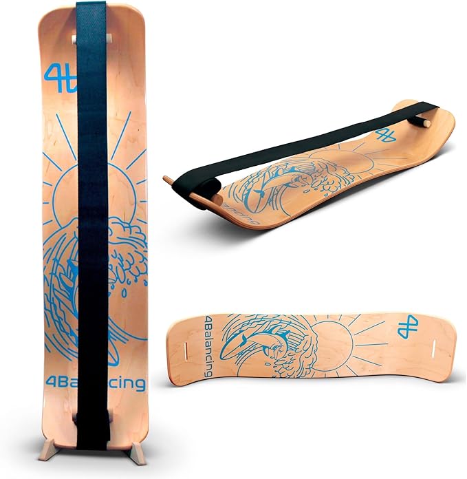 Balance Board for Kids - Slackline Wooden Wobble Board - Slackboard Balance Trainer for Coordination - Training for Skateboard, Snowboard, Football, Soccer, Baseball, Basketball