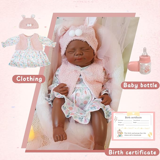 Reborn Baby Dolls Silicone Full Body 18.89in Weighted Real Life Closed-Eyes Girl Dolls Lifelike Newborn Baby Soft Body Flexible Limbs Not Vinyl