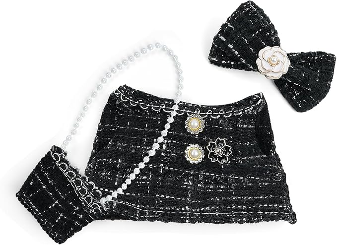 17cm Doll Clothes Set-Adorable Outfits for Dolls-Stylish Accessaries Clothes Dress-Up-Replaceable Clothing Collections, Includes Hat, Top, Skirt(Black-Style A)
