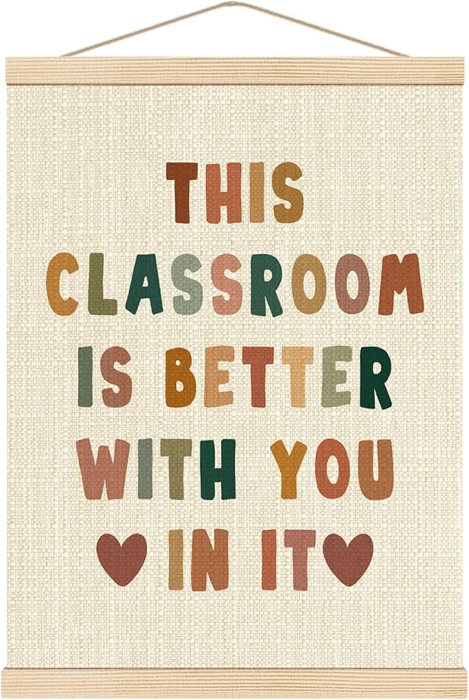 Boat Wades Inspirational Positive Affirmation Wall Art Poster Hanger Frame, Boho Classroom Decor, This Classroom Is Better with You in It Hanging Wall Decor for School Class Room, 12x16 Inch