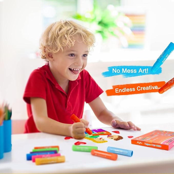 Tempera Paint Sticks - 30 Bright Colors, Quick Drying, Easy to Color and Washable Crayons for Kids and Students