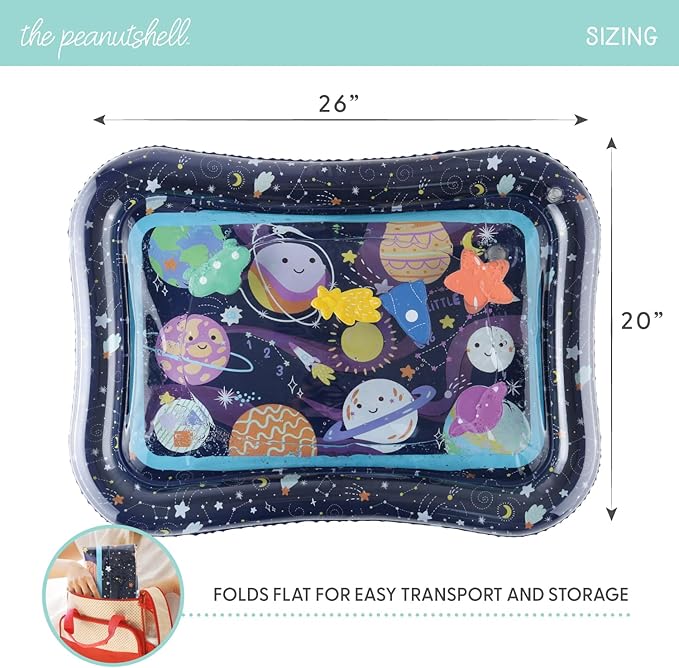 The Peanutshell Tummy Time Water Play Mat for Babies, Girls or Boys - High Contrast Sensory Developmental Toy, Infant Baby Floor Toys Games, Baby Essentials Must Haves - Space