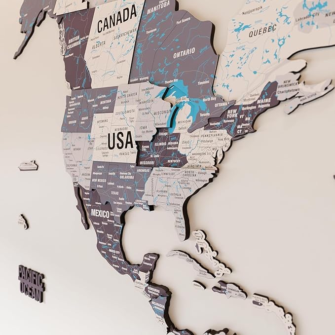 Colorfull Worlds 3D Wooden World Map Wall Art - Premium Multicolored World Travel Map for Wall Decor with Push Pins- Ideal Housewarming Gift & Travel Tracker (XLarge, Nimbus)