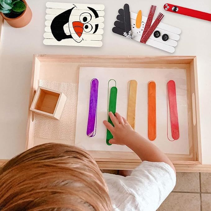 WISYOK 1000 Pcs Wooden Popsicle Sticks for Crafts, 6 Inch Wooden Craft Sticks, Wide Lollipop Sticks, Treat Sticks Ice Pop Sticks for Creative Designs or Kids Education, Home Art Projects