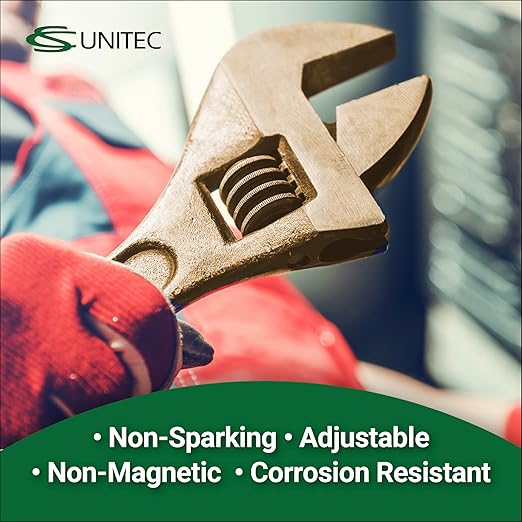 CS Unitec | Non-Sparking & Non-Magnetic Adjustable Wrench | 18in Aluminum Bronze Tool, TUV Certified & Beryllium Free