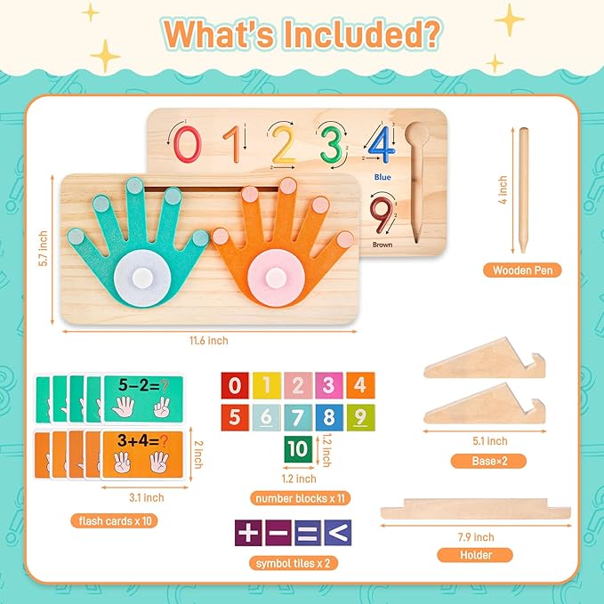 LovesTown Preschool Learning Toys for Toddler, Educational Math Manipulatives Montessori Toys Number Counting Blocks for Kids Birthday Gifts