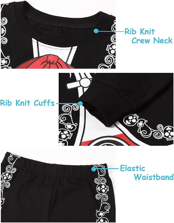 A&J DESIGN Pure Cotton Printed Pjs for 2-14 Years Kids, 2-Piece Long-Sleeved Pajamas Set