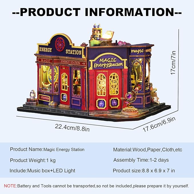 CUTEROOM Miniature House Kits for Adults, Mini Dollhouse Wooden Furniture Kit, DIY Craft Kits Creative Room Tiny House for Decoration-Energy Station