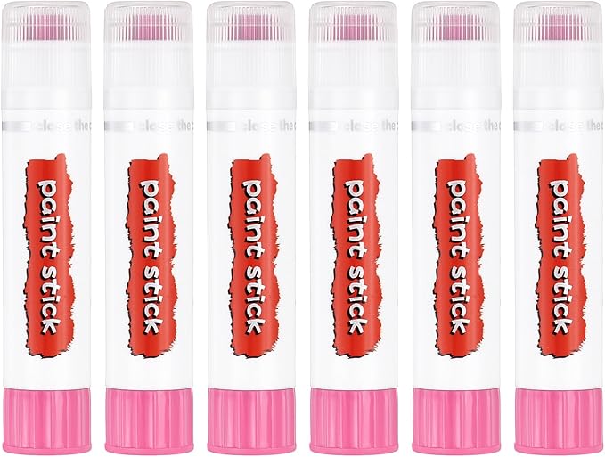 PATIKIL Tempera Paint Sticks, 6 Pcs Solid Tempera Paints Sticks Washable Bulk Markers Pen Quick Drying for Artists Beginners Art Supplies, Light Pink