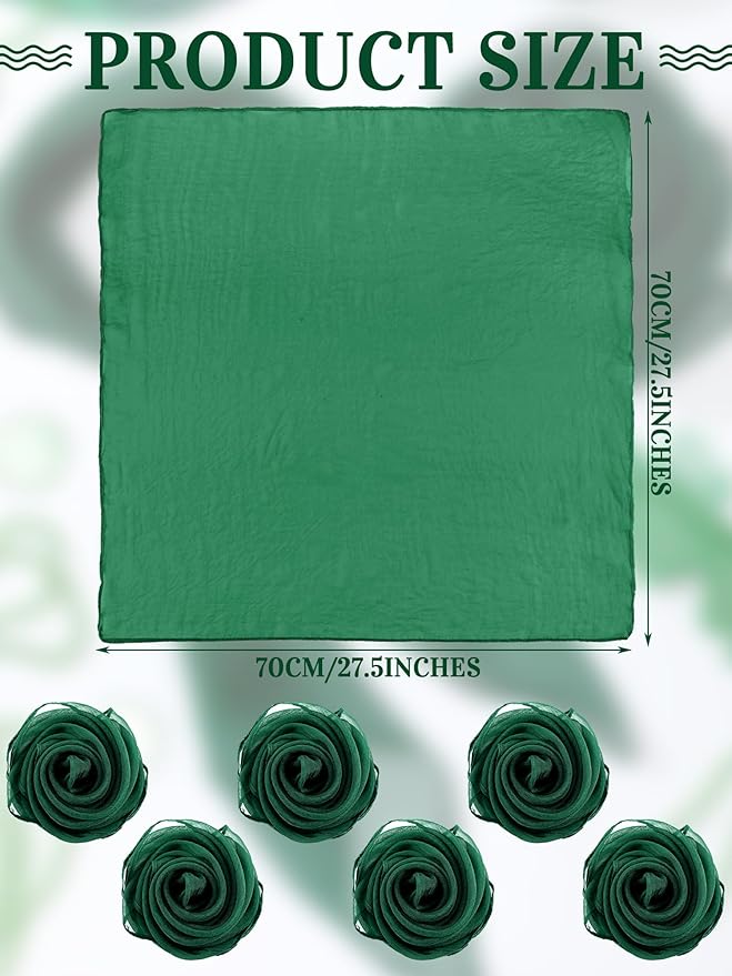 Boao 6 Pieces Chiffon Scarf 1950s Square Neck Head Scarfs Vintage Soft Polyester for Women Lady