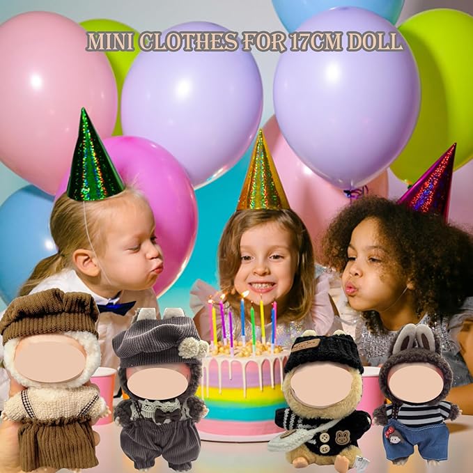 Clothes Set Compatible with 17cm Doll, Hat and Overalls Set for 15cm Doll Accessories Suit, Cute Clothe for Dress up Unique Style(DXR3)