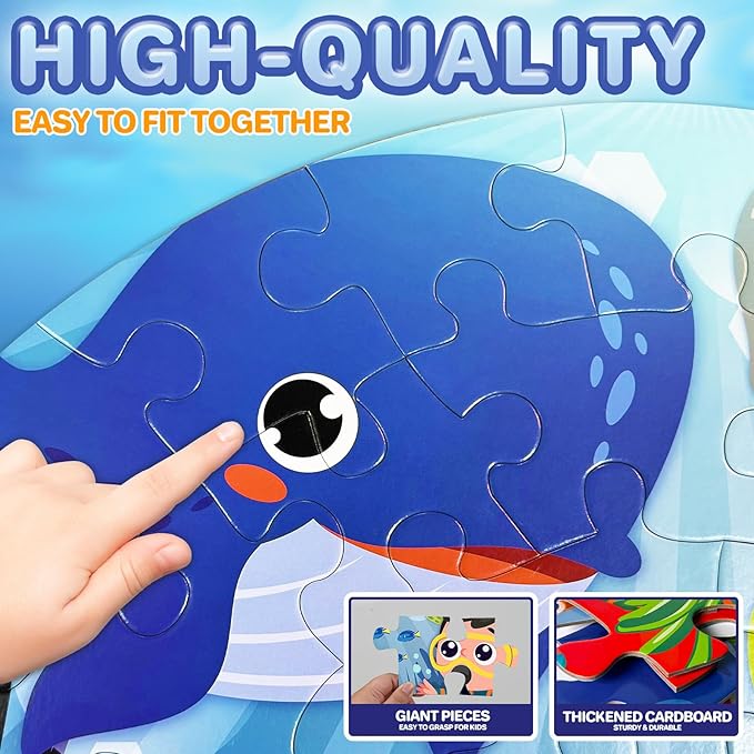 Puzzles for Kids Ages 4-6,48 Piece Ocean Large Floor Puzzles for Kids Ages 3-5, Toddler Learning Preschool Educational Development Toys Christmas Birthday Gift for Boys Girls