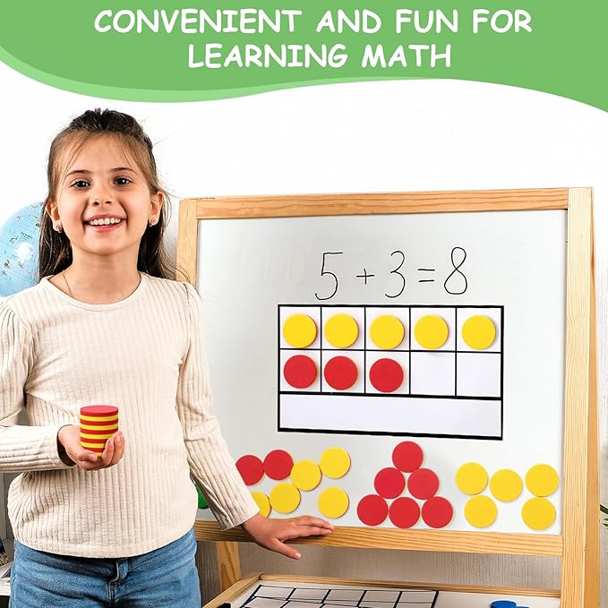 Ireer 12 Sets Magnetic Ten Frame Set, Math Counters Bulk for Classroom Early Math Manipulatives Kit for Home, Kindergarten and Elementary Teachers