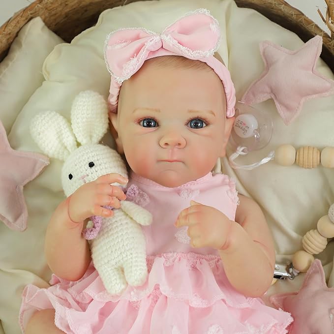 Realistic Reborn Baby Dolls - 20 Inch Cute Lifelike Real Life Baby Dolls Newborn Silicone Baby Dolls Girl with Soft Full Vinyl Body and Accessories can Swimming for 3+ Years Old Kids Gifts