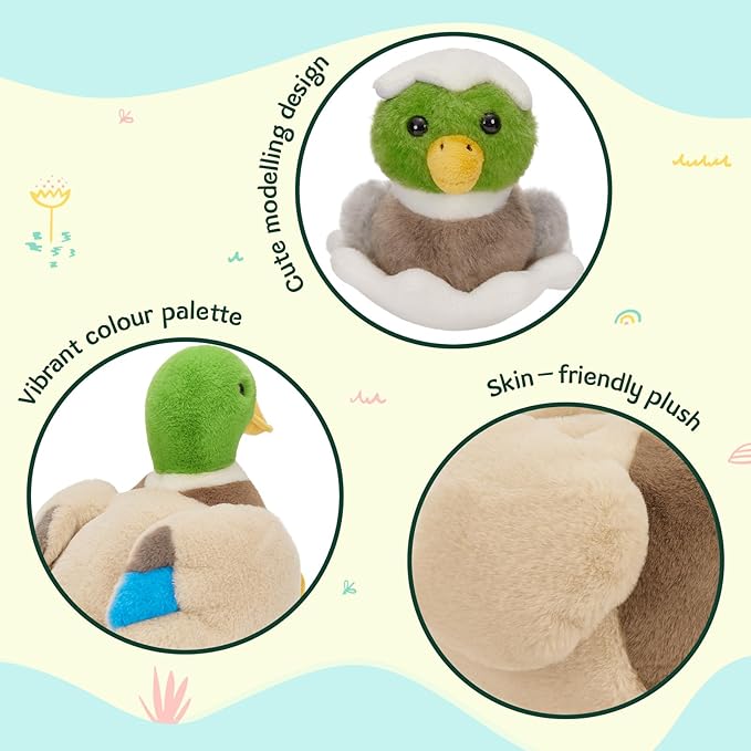 MaoGoLan 6Pcs Plush Duck Toys Duck Stuffed Animals Bulk Large Stuffed Mallard Mom with 4 Ducklings & Eggs Inside - Farm Animals Party Favors Baby Shower Decorations Christmas Birthday Gifts