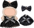 17cm Doll Clothes Set, Premium Jeans & Knitted Sweater Outfit for 17cm 15cm Dolls, Cute Dress Up Fashion, No Doll Included (Black Dress, 17cm/15cm)