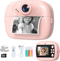 Kids Instant Print Camera,1080P Video Instant Digital Camera for Kids, Christmas Birthday Gift for Girls and Boys Age 3 4 5 6 7 8 9 10, Toy Camera with 32GB SD Card,Christmas Stocking Stuffers, Pink