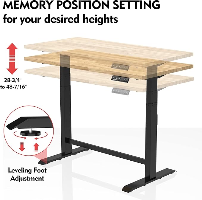 WORKPRO Dual Motor 48" Electric Height Adjustable Workbench, 500 LBS Load Capacity 48"x24" Wooden Top and Memory Keypad, Work Table for Workshop, Garage, 28-3/4" to 48-7/16 Lift Range