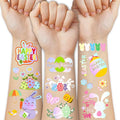 Metuu Easter Temporary Tattoos For Easter Basket Stuffers, 95 Pcs Foil Glitter Style Fake Tattoos For Easter Party Decorations, 4 Sheets Bunny Egg Butterfly Colorful Tattoos for Kids Adults