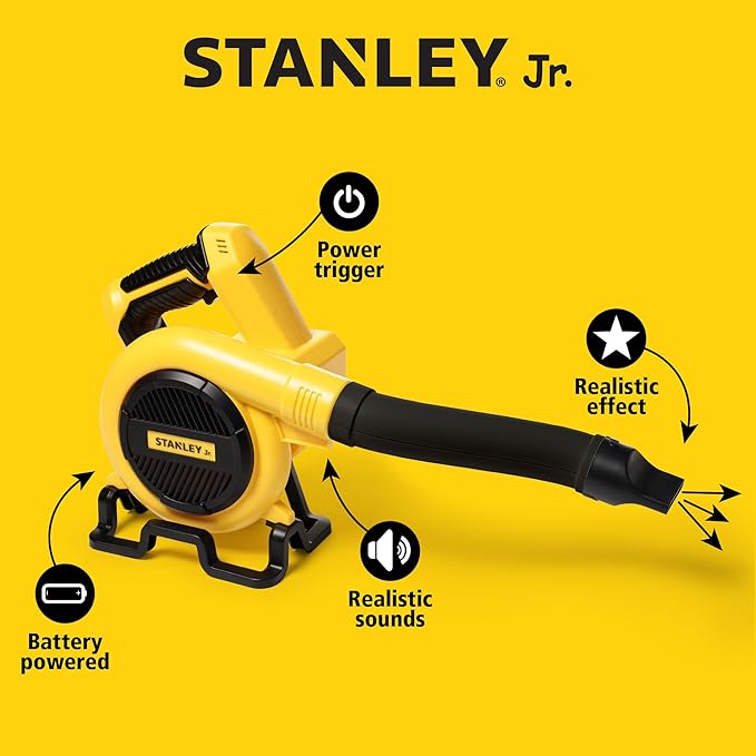 Stanley Jr Kids Leaf Blower - Battery Operated Toy Leaf Blower for Kids - Fun Pretend Play Tool for Outdoor Adventures - Safe and Realistic Design for Little Gardeners. Ages 3+