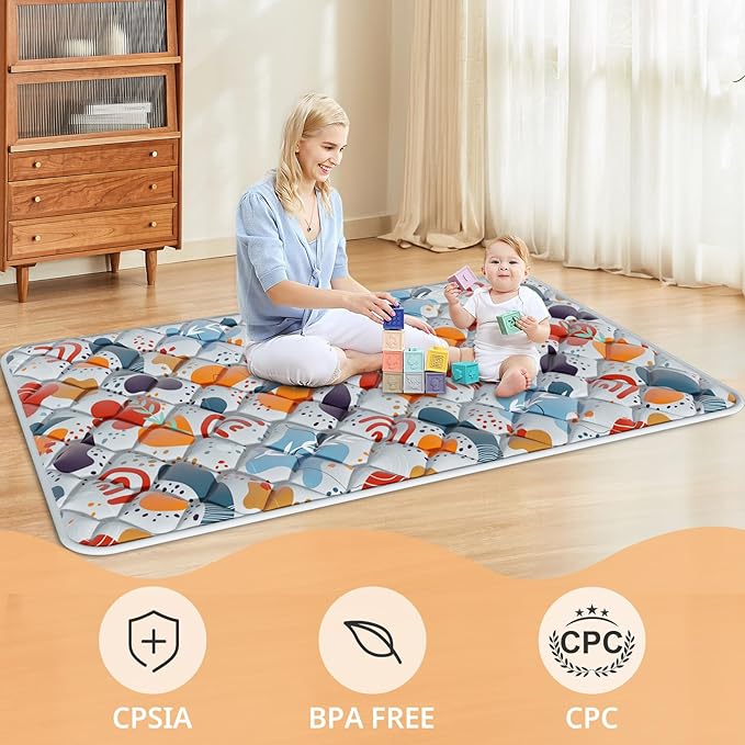 74" × 50“ Baby Play Mat for Playpen, Baby Playmat for Floor, Thick Ultra Soft Play Mat for Babies and Toddlers Infants Playing or Crawling, Grey