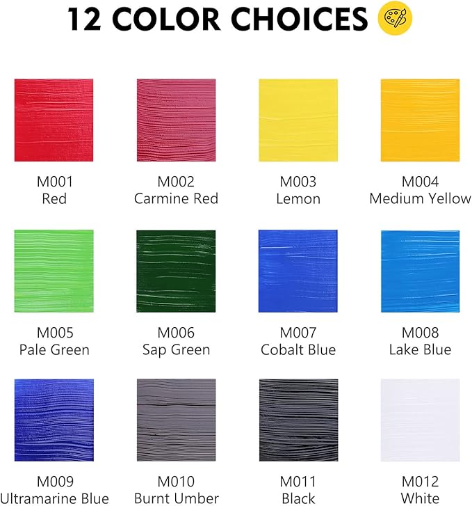 Magicfly Acrylic Paint 12 Colours/473ml, Large Bottles Acrylic Paint Set Rich Pigment Colours for Artists, Beginners, Amateurs on Glass, Stone, Canvas, Wood, Craft