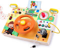 Busy Board,Montessori Toys for 1-3 Years Old, Wooden Toddler Toy, Autism Sensory Travel Toys, Ideal Gift for 1+ Year Old Boys (Busy Board v6)