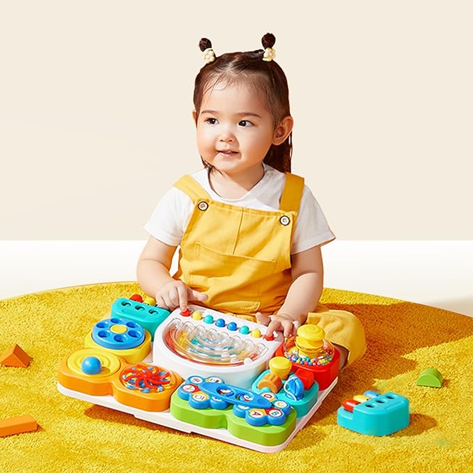 auby Busy Board 3.0 Detachable & Assemblable Educational Sensory Toy for Toddlers 1-6 – Portable Learning Activity Board with 7 Travel-Friendly Tools, Fine Motor Skills Development