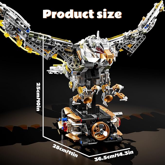 Mechanical Eagle Building Block Set 3D Poseable Model with Articulated Wings & Talons STEM Toy for Kids & Adults Ideal Gift for Engineering, Nature & Animal Lovers