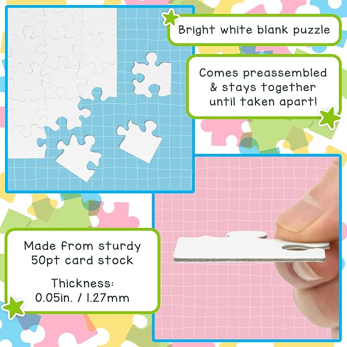 Hygloss 8 Blank Heart Puzzles with Envelopes – 8.5 x 9.5 Inches with Surrounding Frame – Ideal for Valentine’s Day Crafts – Write, Draw, and Decorate – 34 Pieces Each