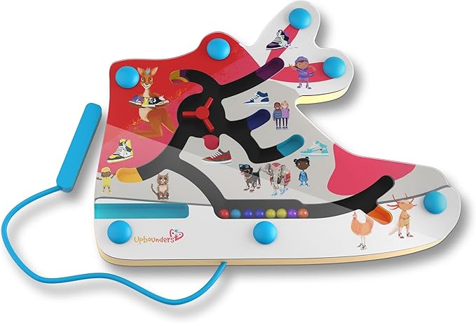 Upbounders Montessori Wooden Busy Board Magnetic Maze Toy for Toddlers 18+ Months (My Clever Kicks Busy Board)