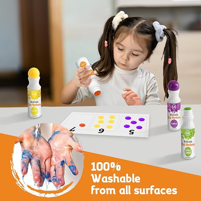 Dot Markers, Bingo Daubers, Washable 8 Colors Dot Markers for Toddlers and Kids Dot Art. Toddler arts and crafts
