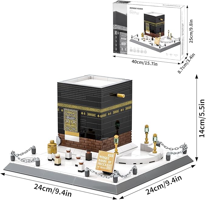 Islamic Mosque Kaaba Architectural Model Building Block Sets Muslim Bricks Toy Hajj Kit Eid Gifts for Kids Adult 446 Pieces