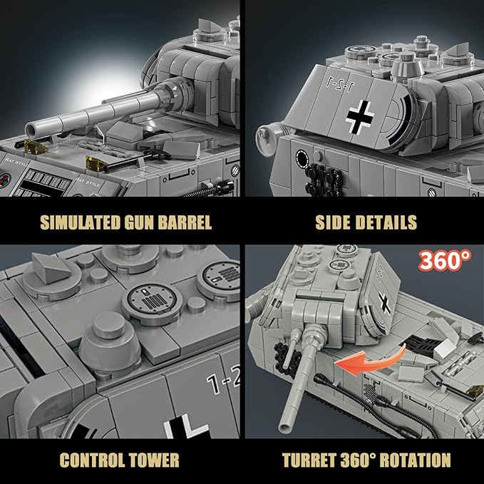 Panzer VIII Maus Building Set for Adults-Compatible with Lego Military Tank, Collectible Army Model, Gift Ideal for Military Enthusiasts (802 PCS)