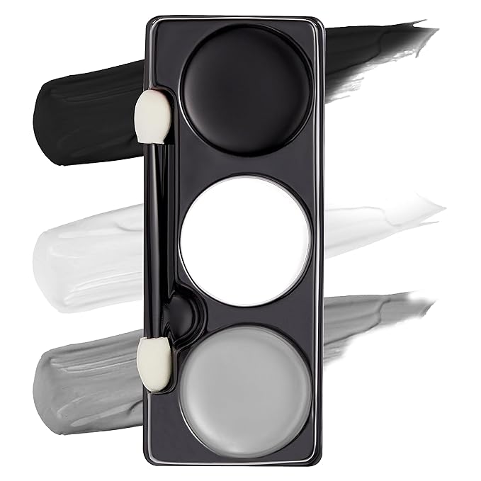 Spooktacular Creations Halloween Makeup Palette 3 Colors Skeleton Face Body Paint with Double-headed Brush for Adult Cosplay SFX Makeup Cosplay Dress Up (7 Oz, Black White Gray )