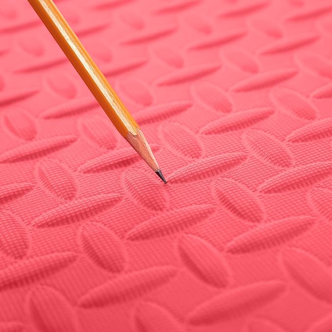IncStores 1/2 Inch Thick Diamond Soft Foam Flooring Tiles | High-Density Interlocking Foam Tiles for Rugged Style in Your Home Gym, Playroom, and More | Red, 49 Tiles