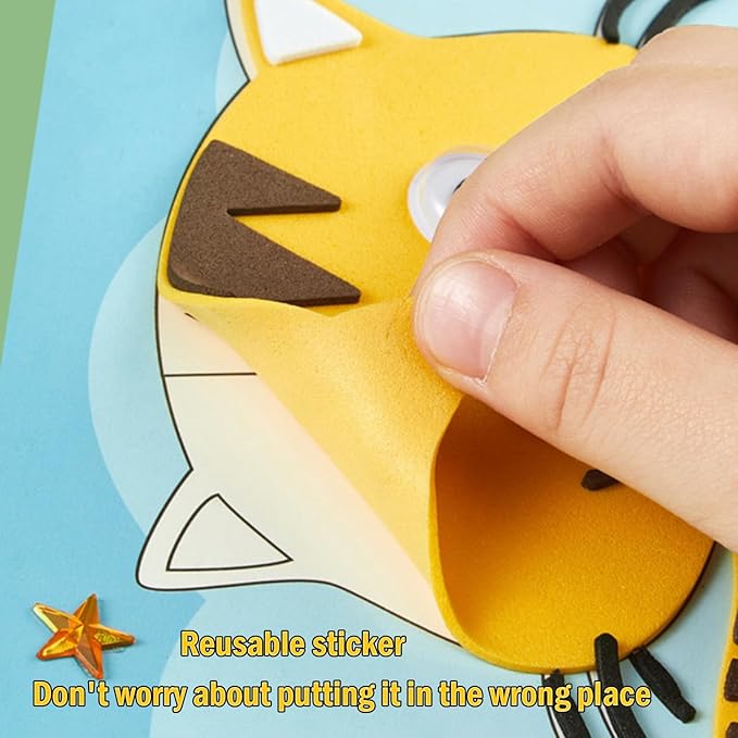 3D EVA Foam Stickers for Toddlers 12PCS Sticky Foam DIY Craft Preschool Art Class Drawing Sticker Puzzle Art Kit for Kids Boys Girls (Sea Animals)