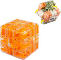 Large Labyrinth 3D Puzzle Maze Cube, Two-in-One Twist Cube Ball Maze Brain Teaser Toy, Stress Relief Fidget Game for Teens and Adults, Logic & Focus Training Gift (D-Orange)