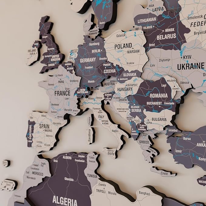 Colorfull Worlds 3D Wooden World Map Wall Art - Premium Multicolored World Travel Art for Wall Decor | Perfect for Home, Office & Kitchen - Ideal Housewarming Gift & Travel Tracker (Large, Nimbus)
