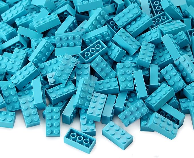 Feleph 2x4 Bricks Medium Azure 320 Pieces Parts Classic Building kit Creative Play Set Basic Blocks Toy Accessories Compatible with 3001 Major Brands