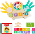 Educational 2 in 1 Math Manipulatives Number Counting Blocks & Teaching Clock for Kids, Preschool Learning Toys for Toddlers 3-5, Montessori Toys for 3-5 Year Old Boys Girls Birthday Gifts