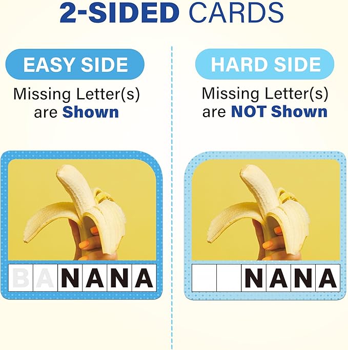 BenBen Spelling Games with 224 Flashcards, 2-4 Players, Learning Games for Kids Ages 4-8, Educational Autistic Toys for Kindergarten 1st 2nd 3rd Grade, Preschool Autism Classroom Must Haves