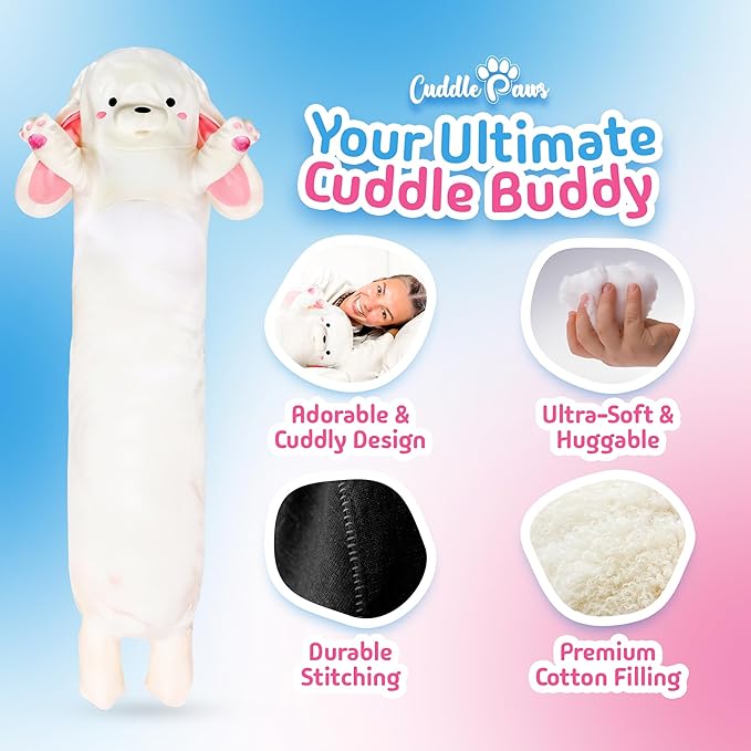 Big Bunny Plush Body Pillow for Kids | Long Stuffed Animal Cuddle Pillow | Soft Hugging Toy | Plushie Gift for Girls & Boys | Long Plush Body Pillow for Sleep & Comfort | Small, 23 Inches
